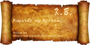 Kapitány Britta névjegykártya